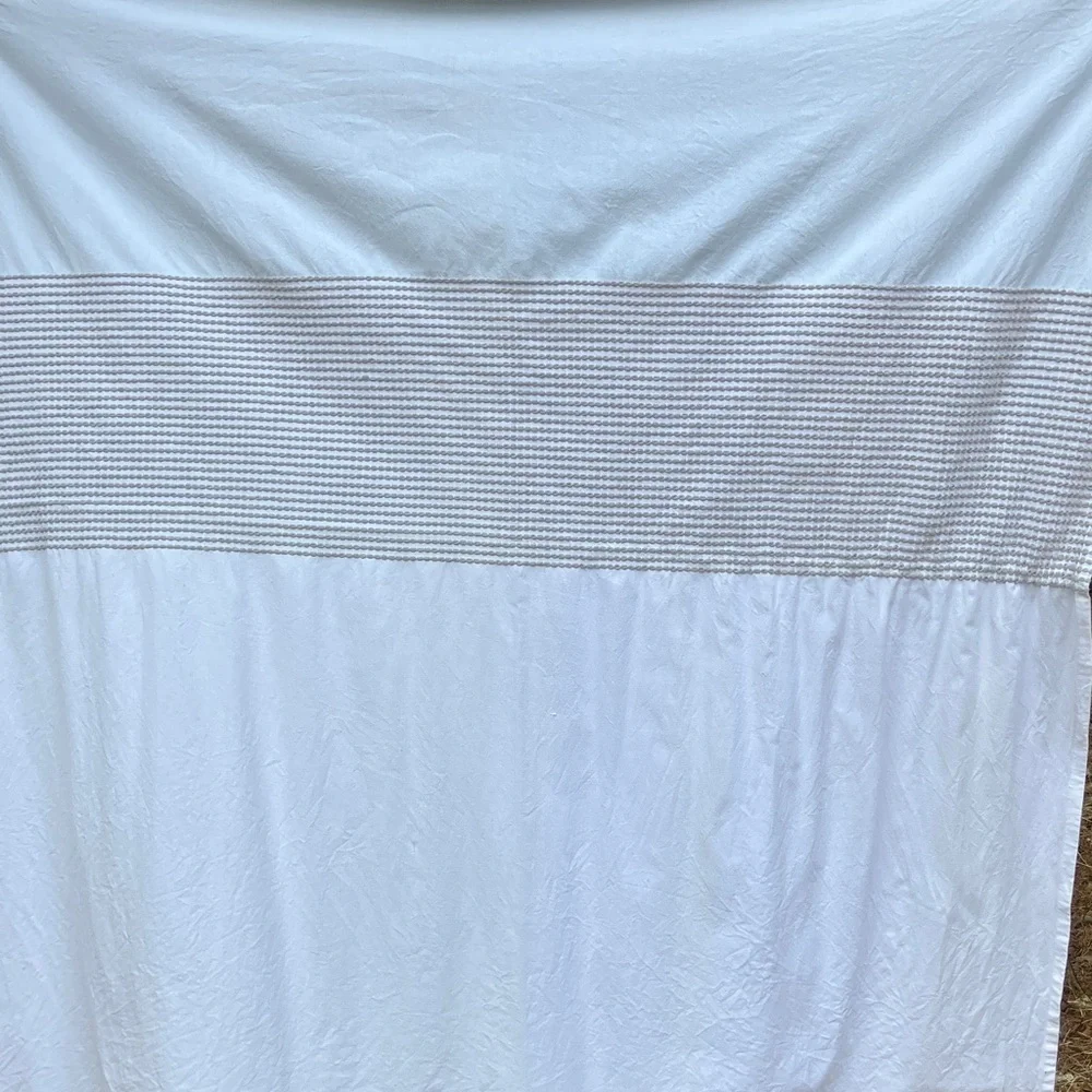 Caro Home 100% cotton shower curtain with woven accent blue, gray, white perfect